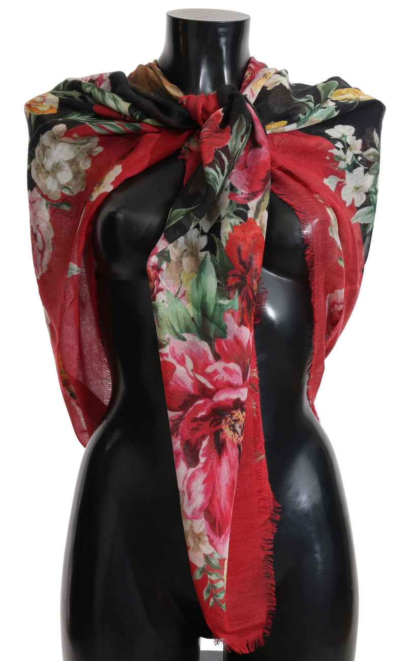 Multicolor Floral LION Silk Cashmere Square Scarf