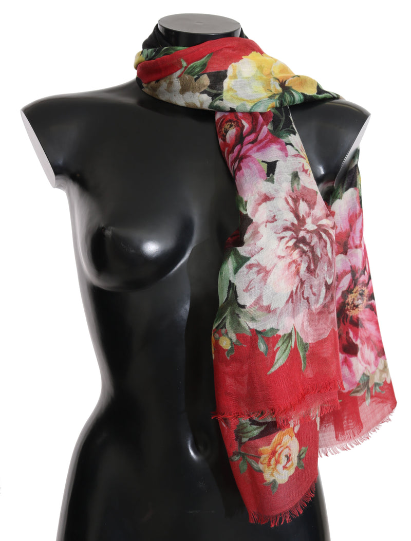 Multicolor Floral LION Silk Cashmere Square Scarf