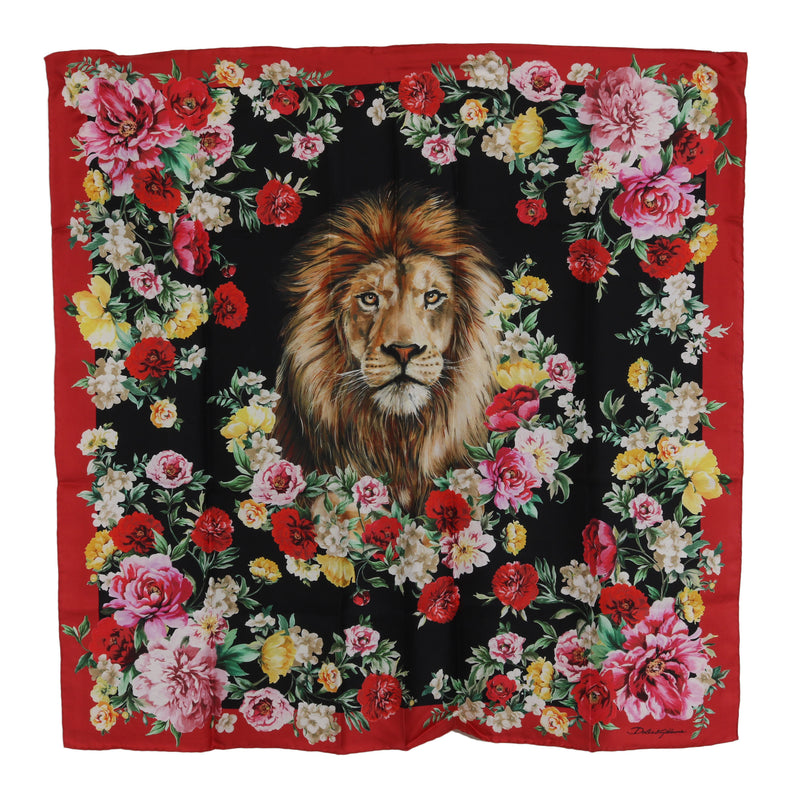Lion Multicolor Square Silk Wrap Scarf
