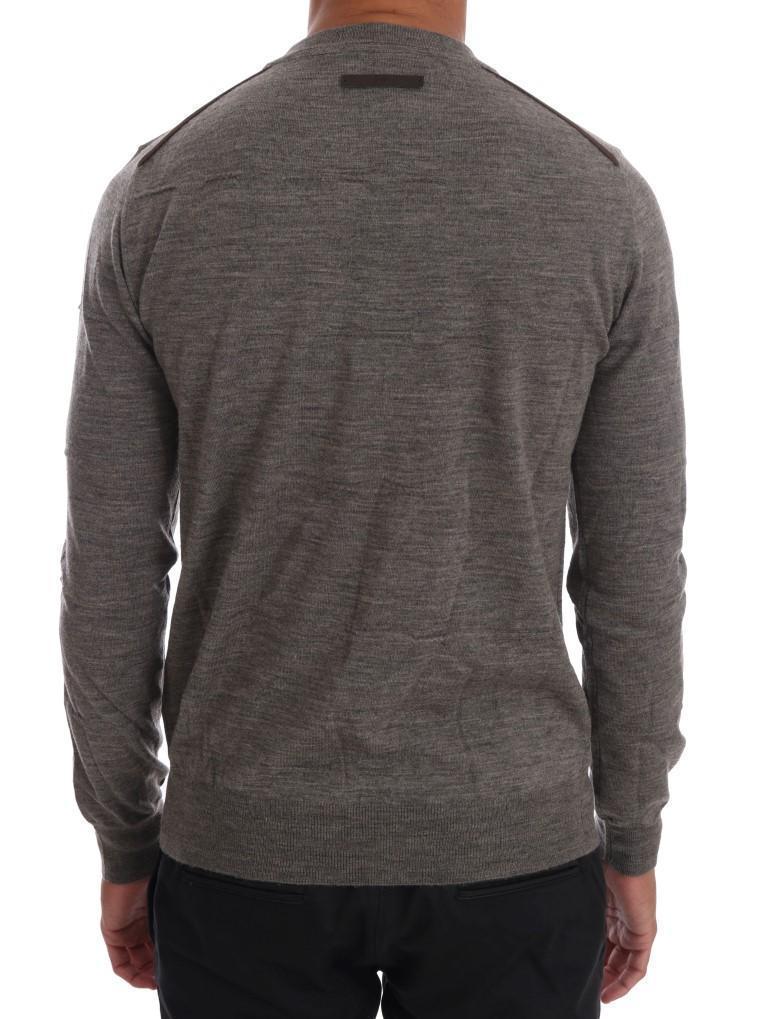 Gray Wool Crewneck Pullover Sweater