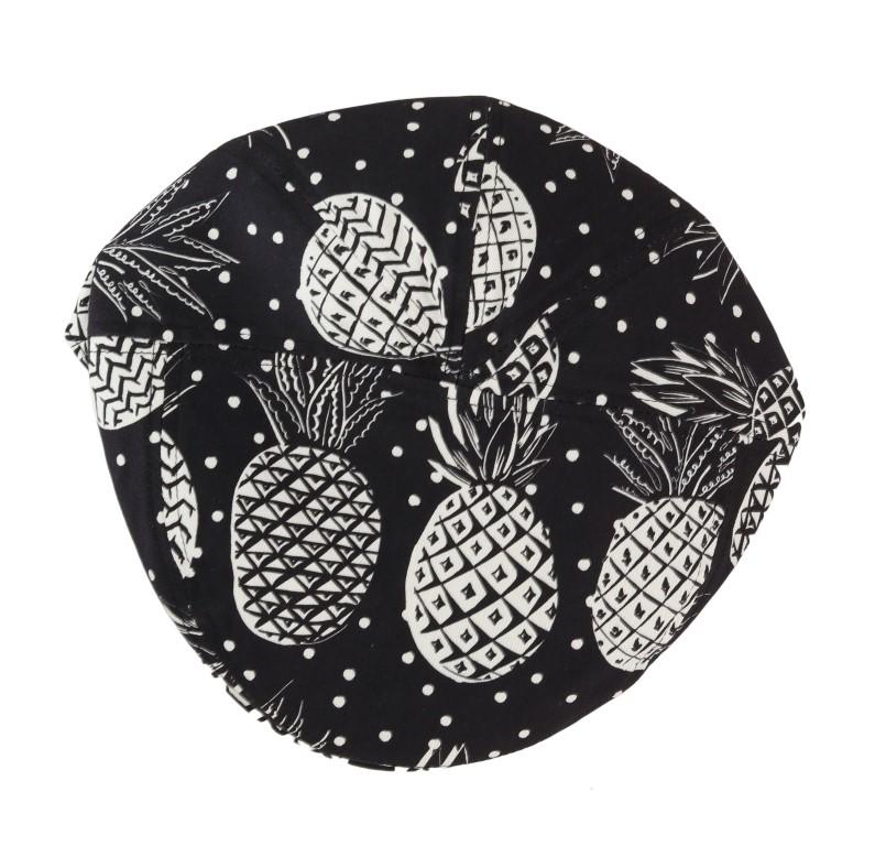 Black Cotton Pineapple Print Newsboy Hat