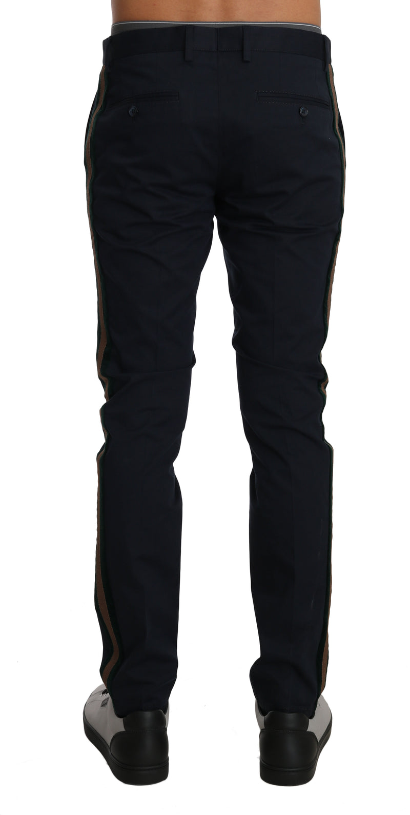 Blue Cotton Stretch Formal Trousers