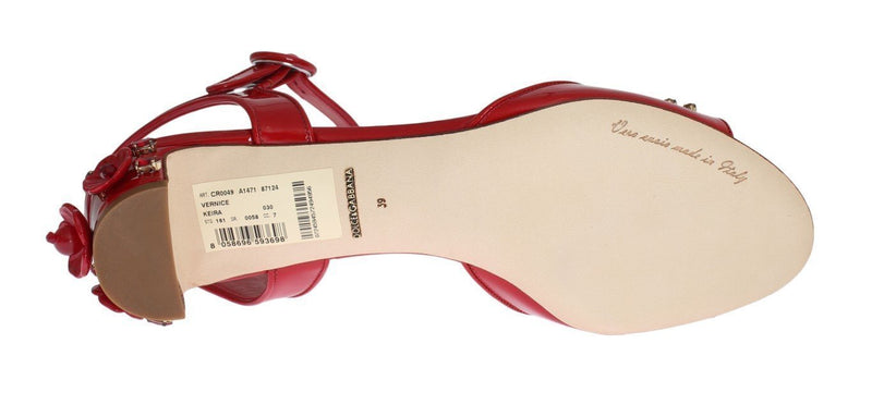 Red Leather Crystal Sandals