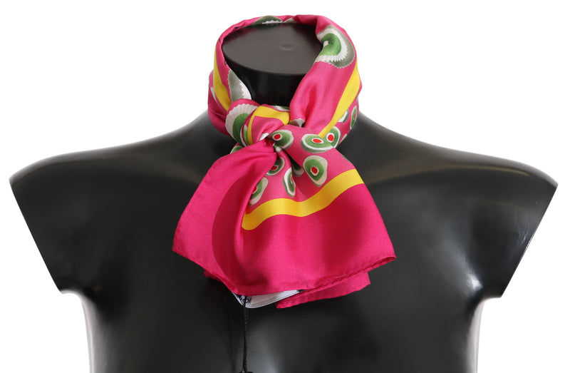 Pink Multicolor Square Silk Wrap Shawl