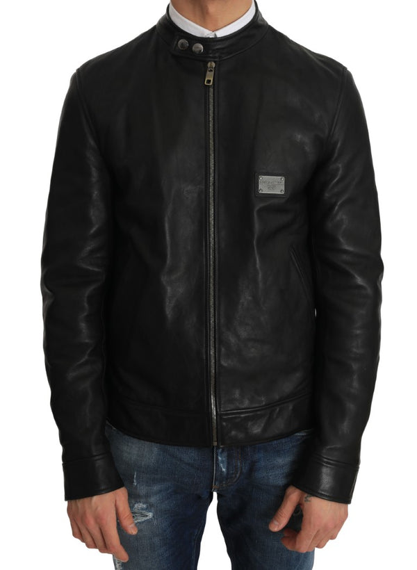 Black Leather Biker Motorcycle Jacket