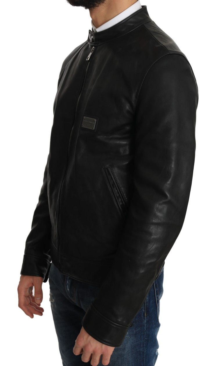 Black Leather Biker Motorcycle Jacket