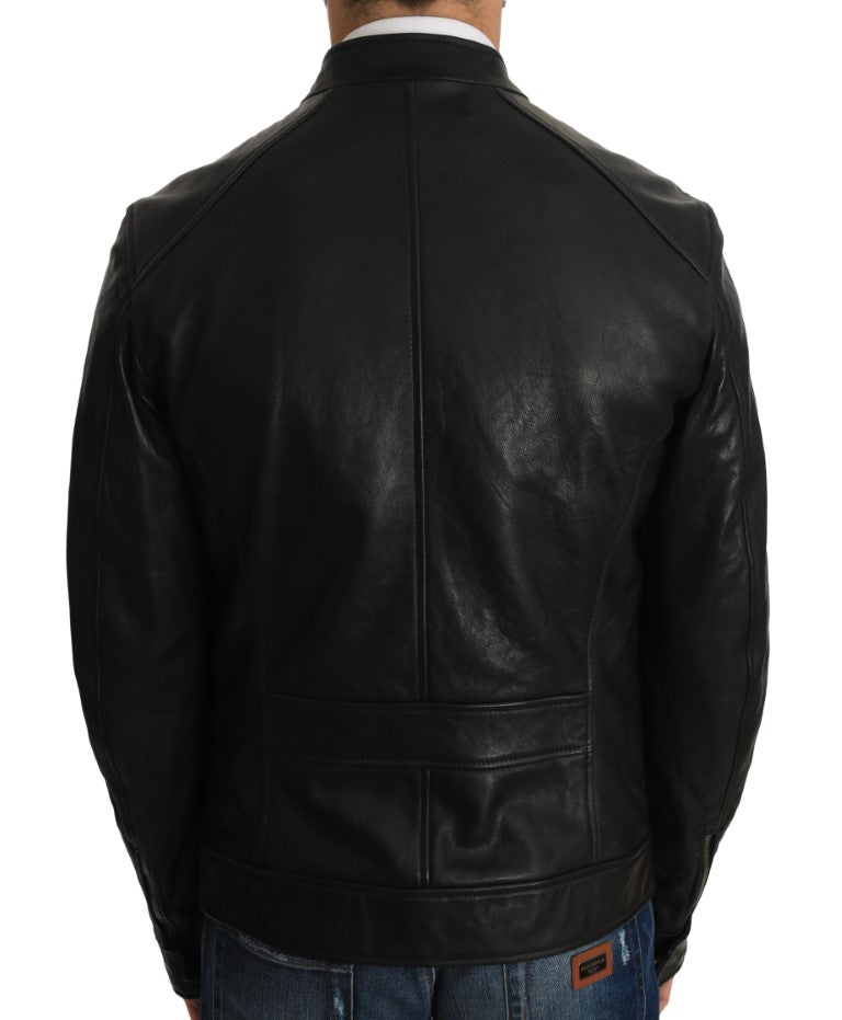 Black Leather Biker Motorcycle Jacket