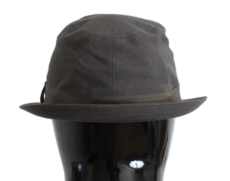 Gray Patterned Cotton Fedora Trilby Hat