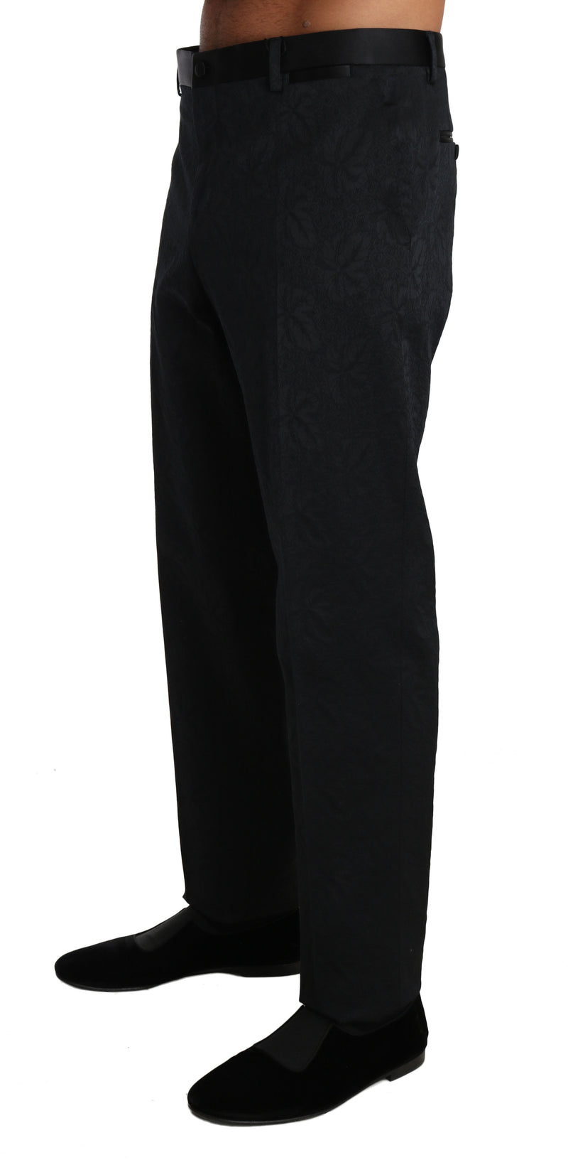 Black Cotton Brocade Formal Trousers Pants