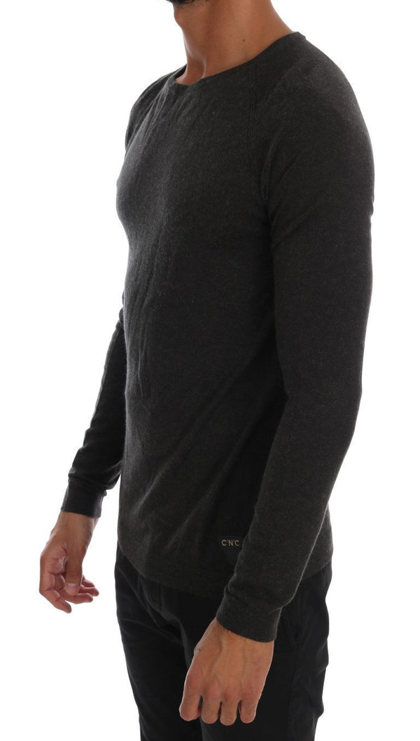 Gray Wool Blend Pullover Sweater
