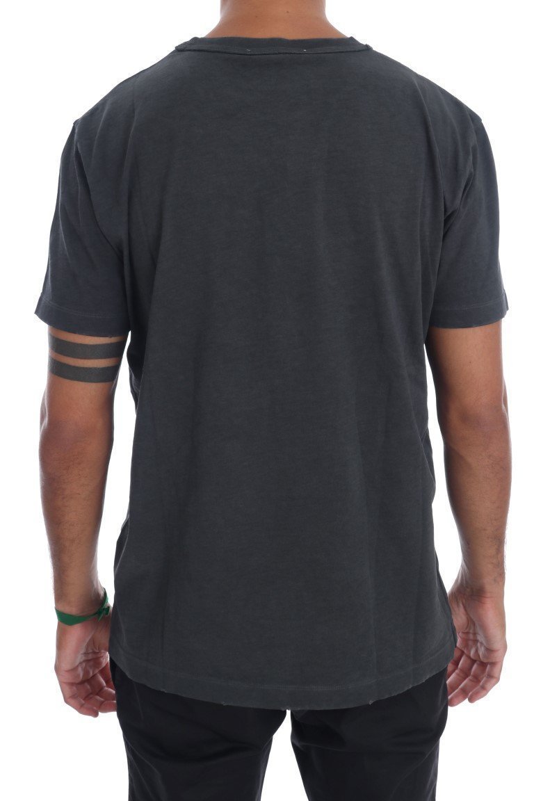 Gray Cotton Slim Fit Crewneck T-Shirt