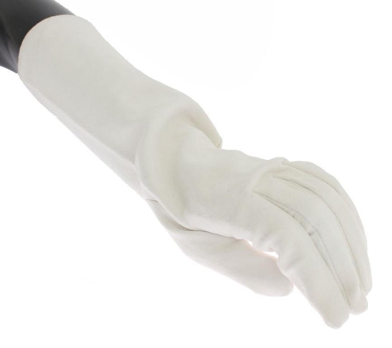 White Suede Elbow Button Gloves
