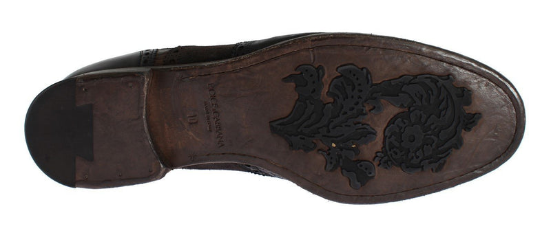 Brown Eelskin Caiman Crocodile Dress Shoes
