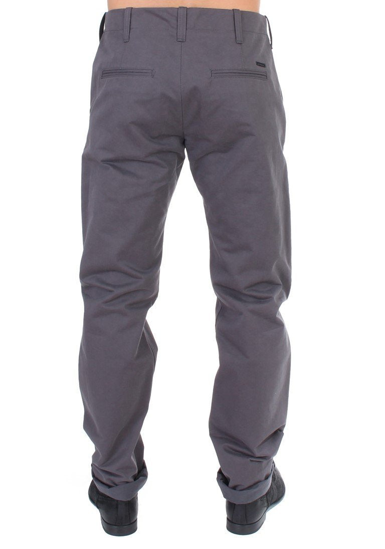 Gray Cotton Straight Fit Chinos Pants