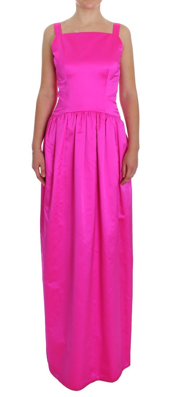 Pink Silk Long Sheath Ball Gown Dress