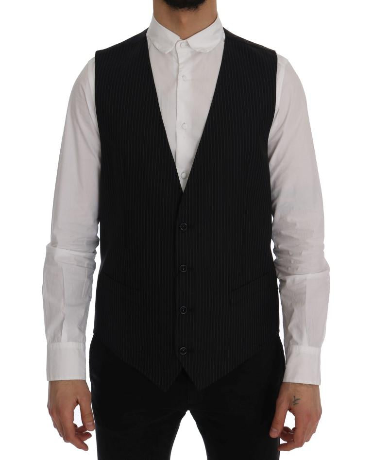 Black Wool Stretch Vest