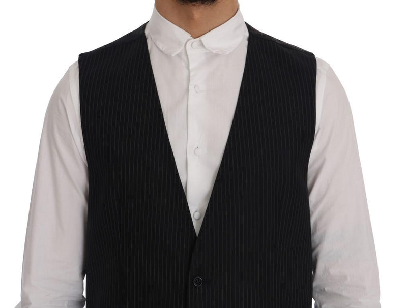 Black Wool Stretch Vest