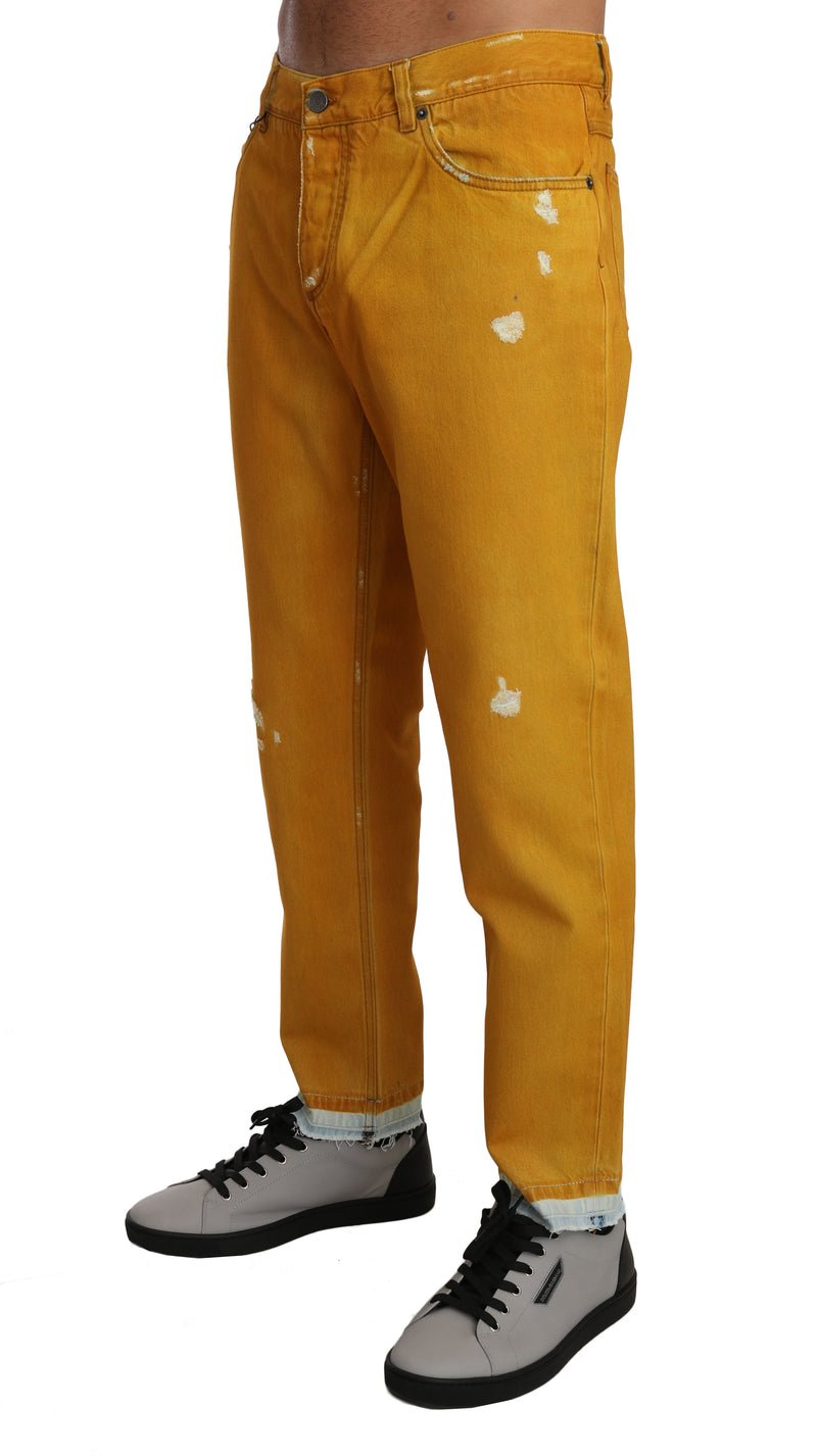 Gold Yellow Cotton CLASSIC Denim Pants
