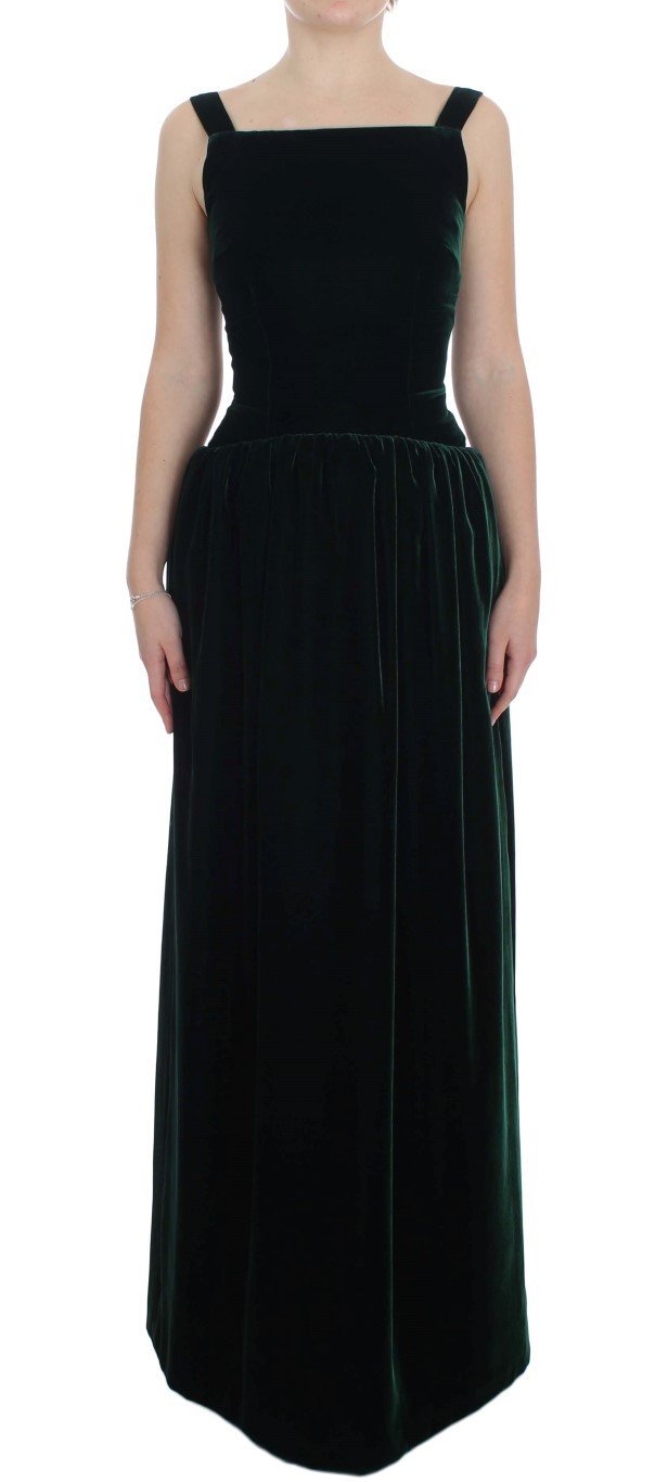 Dark Green Velvet Full Length Gown Dress