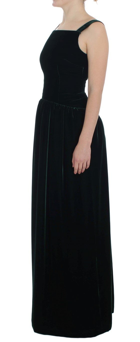 Dark Green Velvet Full Length Gown Dress