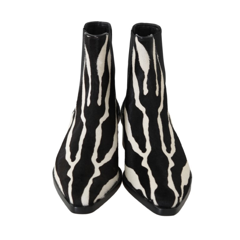 Black White Pony Hair Chelsea Boot