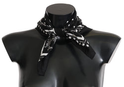 White Black Bandana Square Cotton Scarf