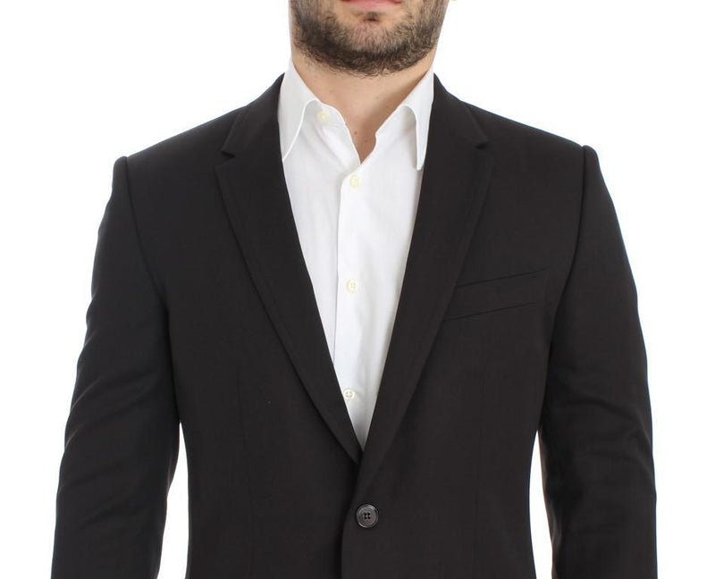 Brown wool slim fit blazer