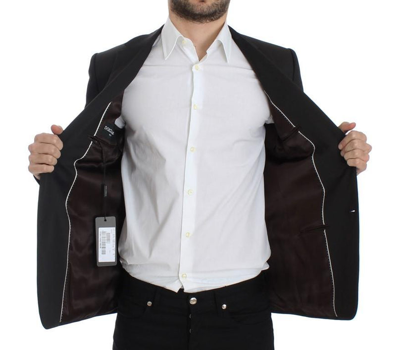 Brown wool slim fit blazer
