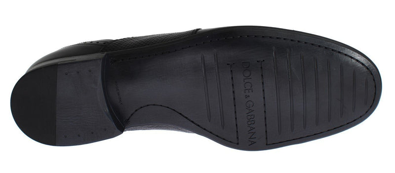Black Lizard Leather Loafers Dress Shoes