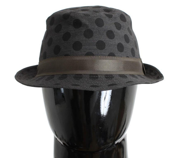 Gray Polka Dotted Wool Fedora Trilby Hat