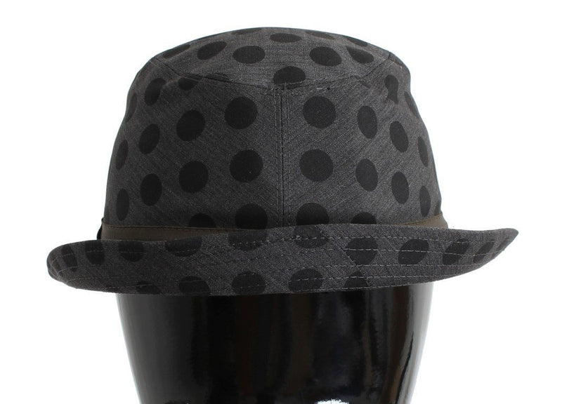 Gray Polka Dotted Wool Fedora Trilby Hat