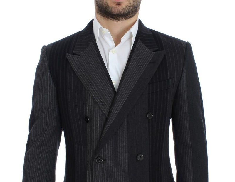 Gray striped wool stretch blazer