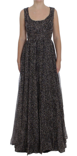 Mulitcolor Black Silk Gown Full Length Sequin Dress