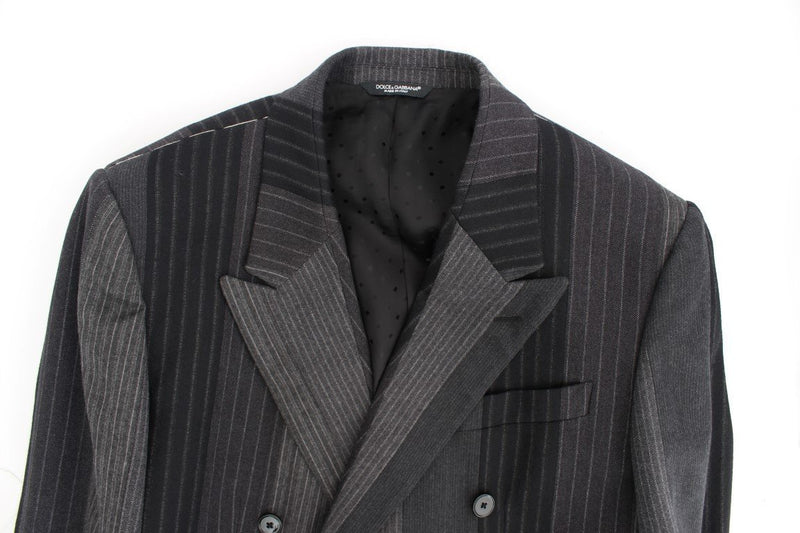 Gray striped wool stretch blazer