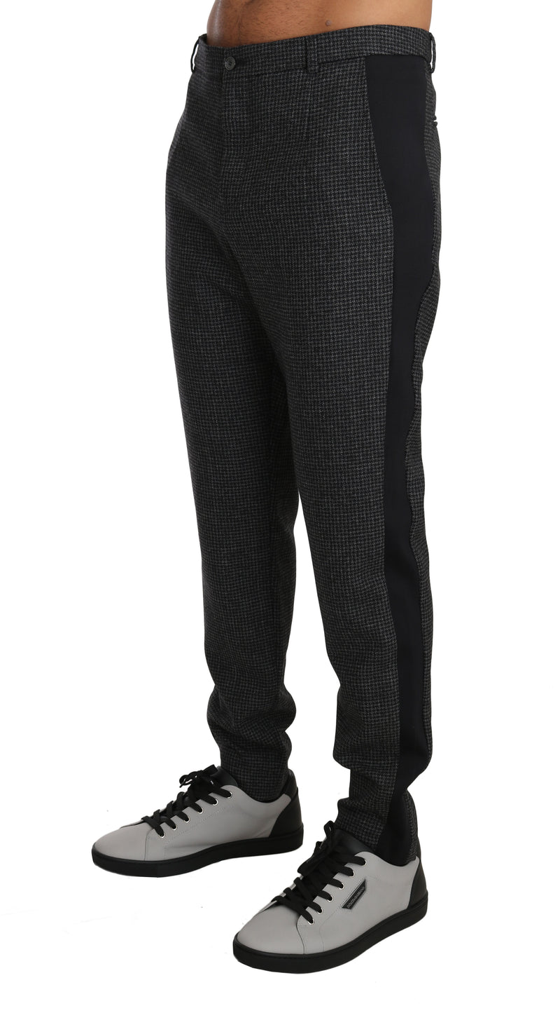 Gray Wool Patterned Formal Trousers