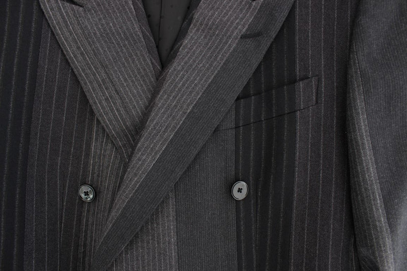 Gray striped wool stretch blazer