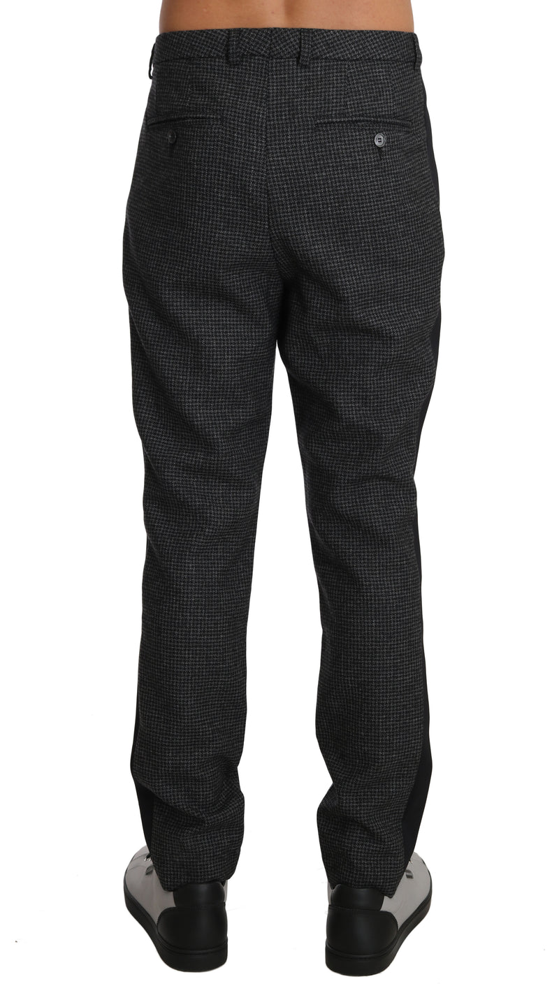 Gray Wool Patterned Formal Trousers