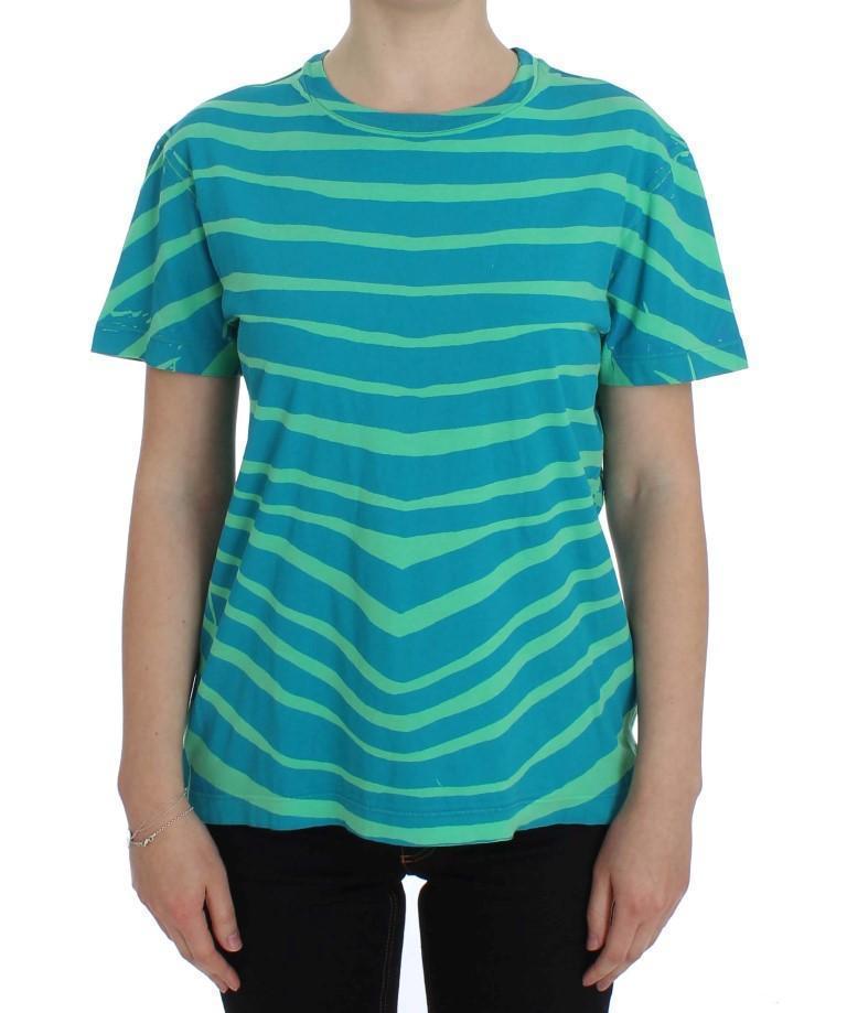 Blue Striped T-Shirt Top Blouse