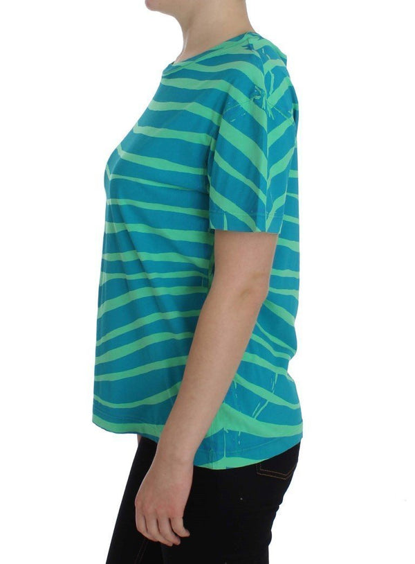 Blue Striped T-Shirt Top Blouse