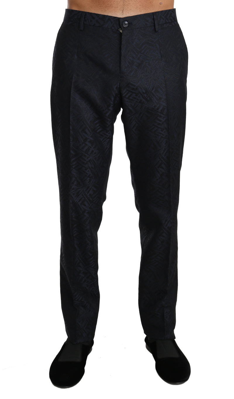 Blue Jacquard Dress Formal Trousers