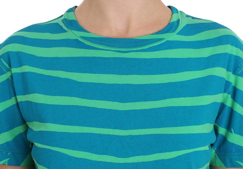 Blue Striped T-Shirt Top Blouse