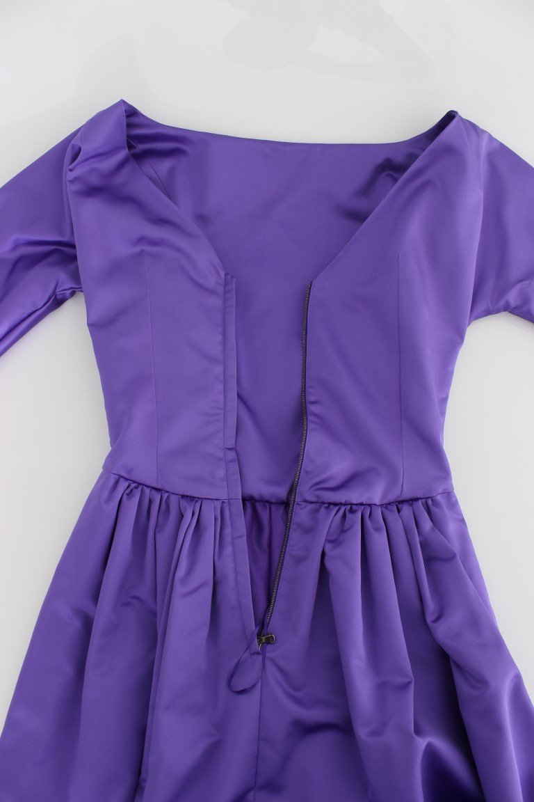Purple Silk Ball Gown Full Length Dress