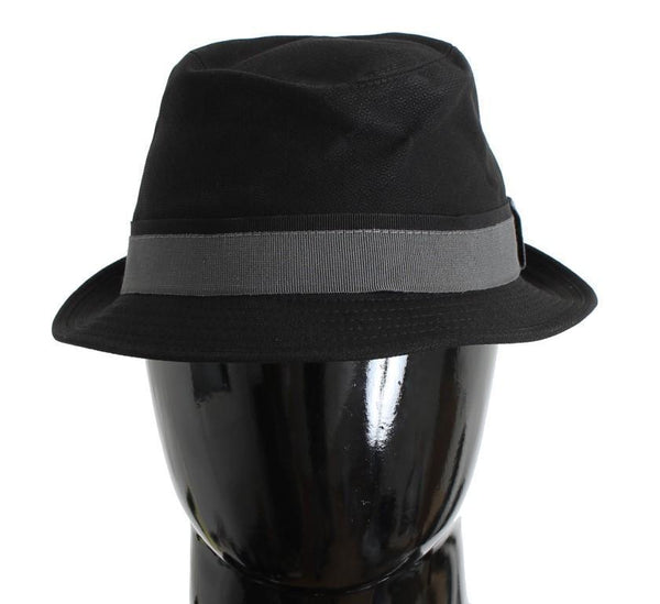 Black Gray Cotton Fedora Trilby Hat