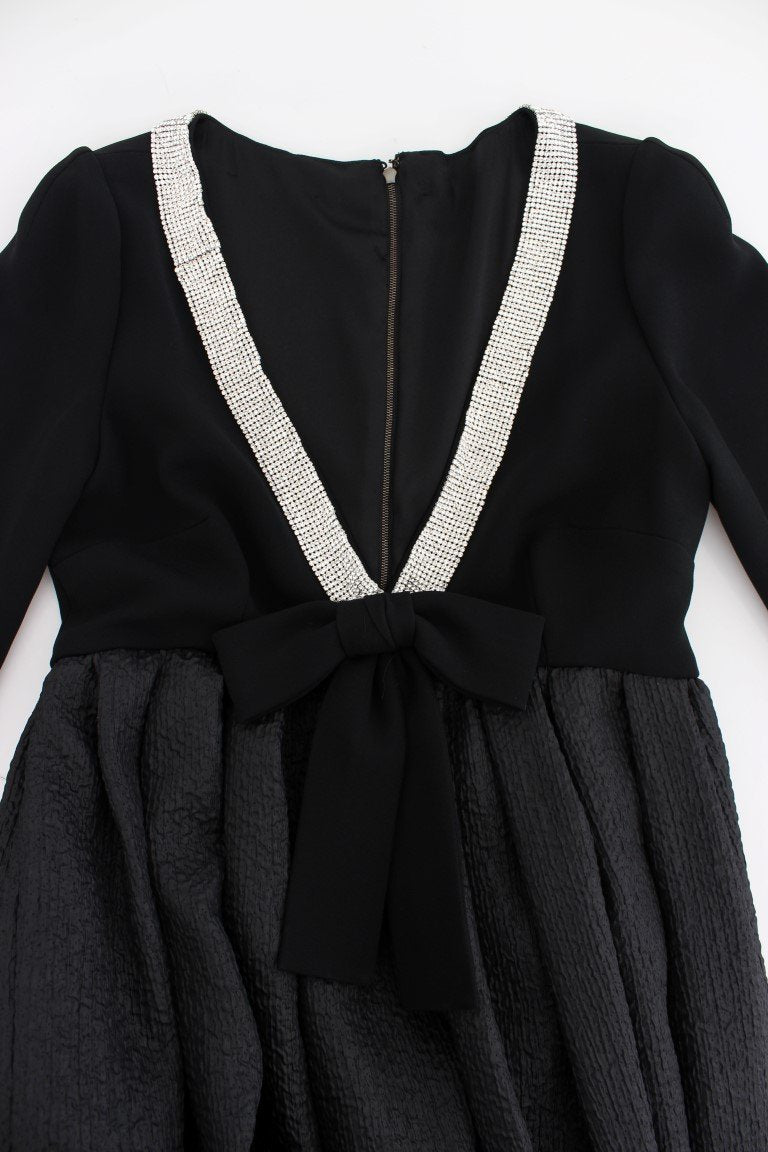 Black Gray Crystal Embellished Gown Dress