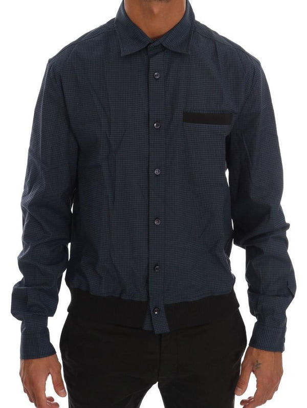 Blue Casual Cotton Stretch Long Sleeve Shirt