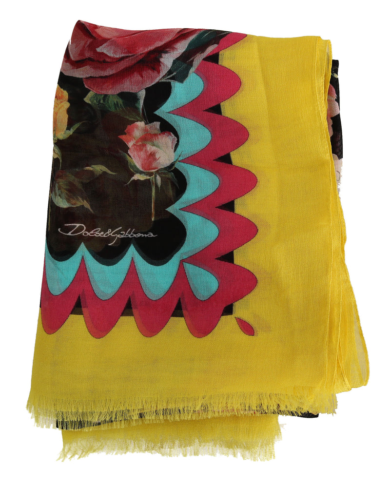 Multicolor Roses Silk Wrap Shawl