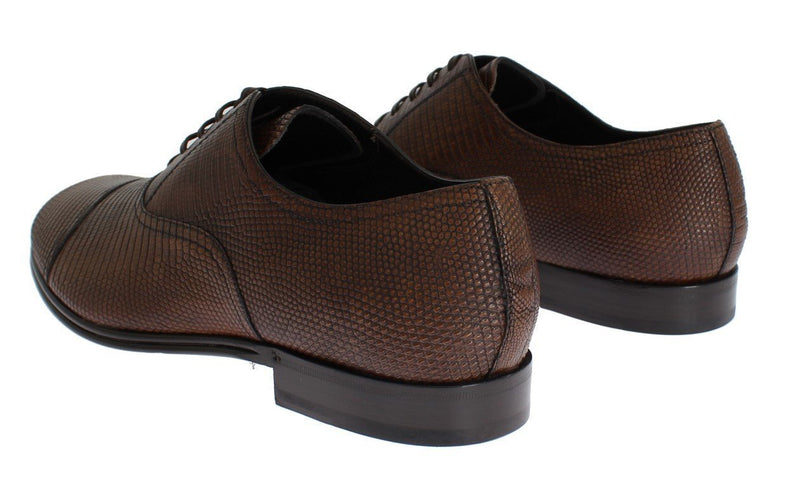 Brown Lizard Skin Laceups Dress Shoes