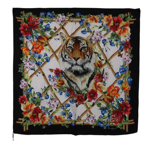 Multicolor Square Floral Tiger Scarf