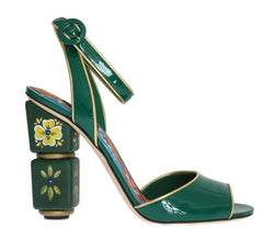 Green Leather Handpainted Shoes