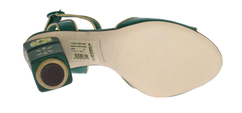 Green Leather Handpainted Shoes